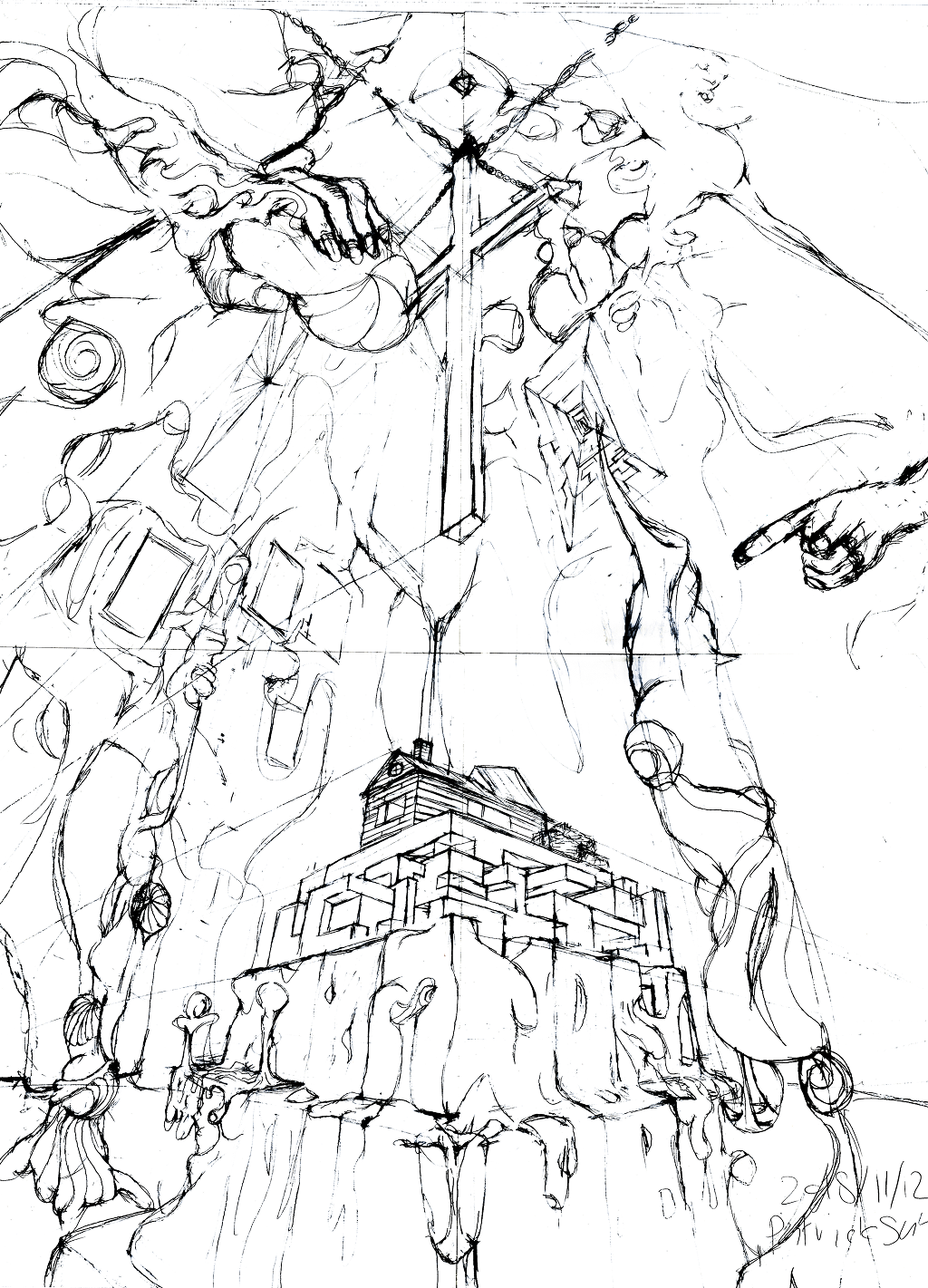 Imaginative Cathedral Drawing