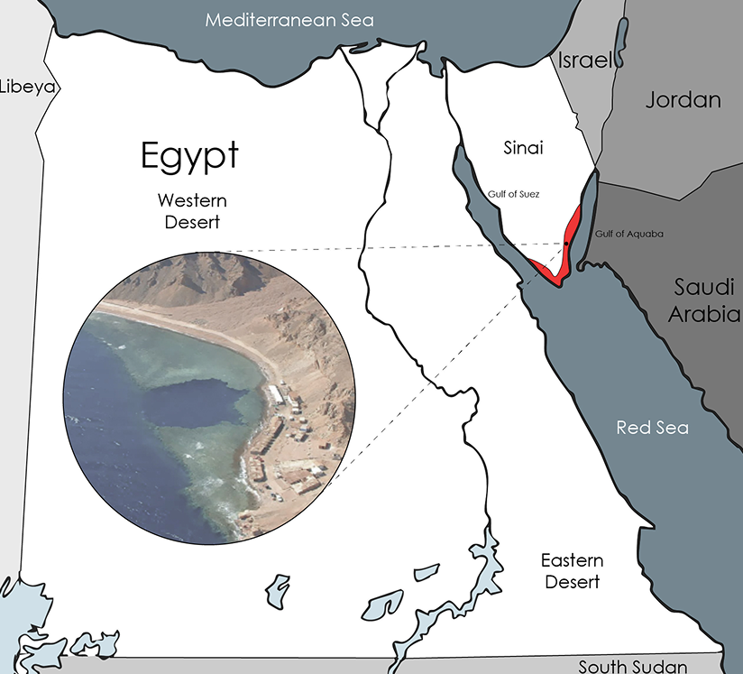the location of Dahab Blue Hole