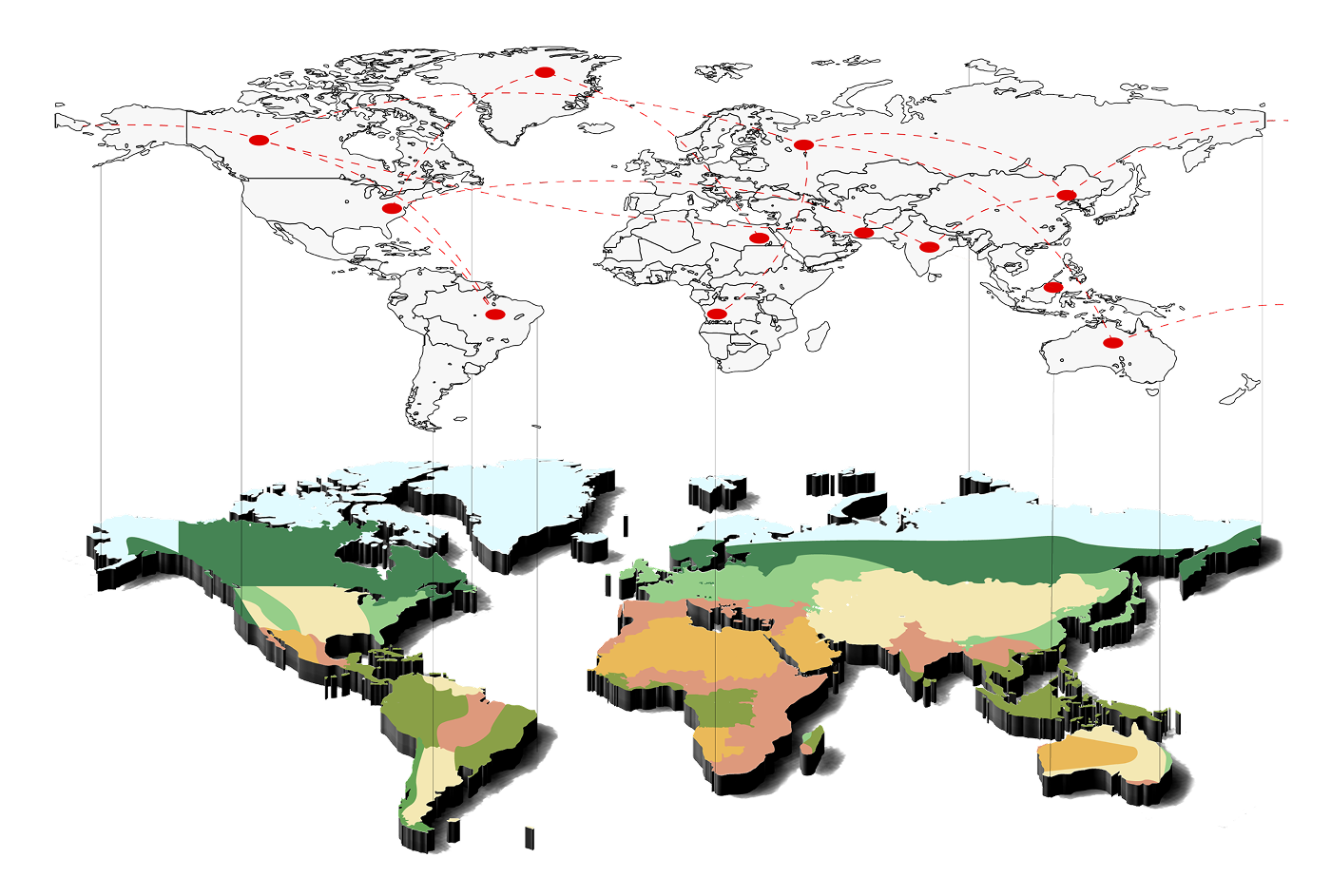world map with climate division